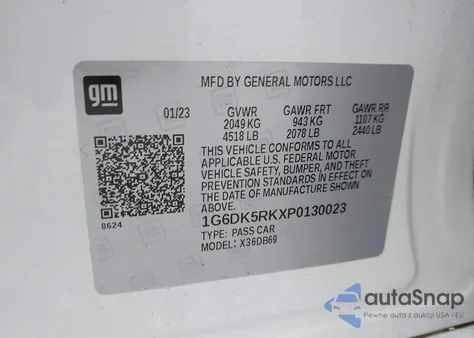 2023 Cadillac Ct4 Luxury z USA, uszkodzony, nr VIN 1G6DK5RKXP0130023